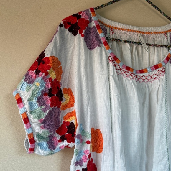 Anthropologie Blouse Peasant Floral Embroidery Boho - Large - Picture 8 of 10